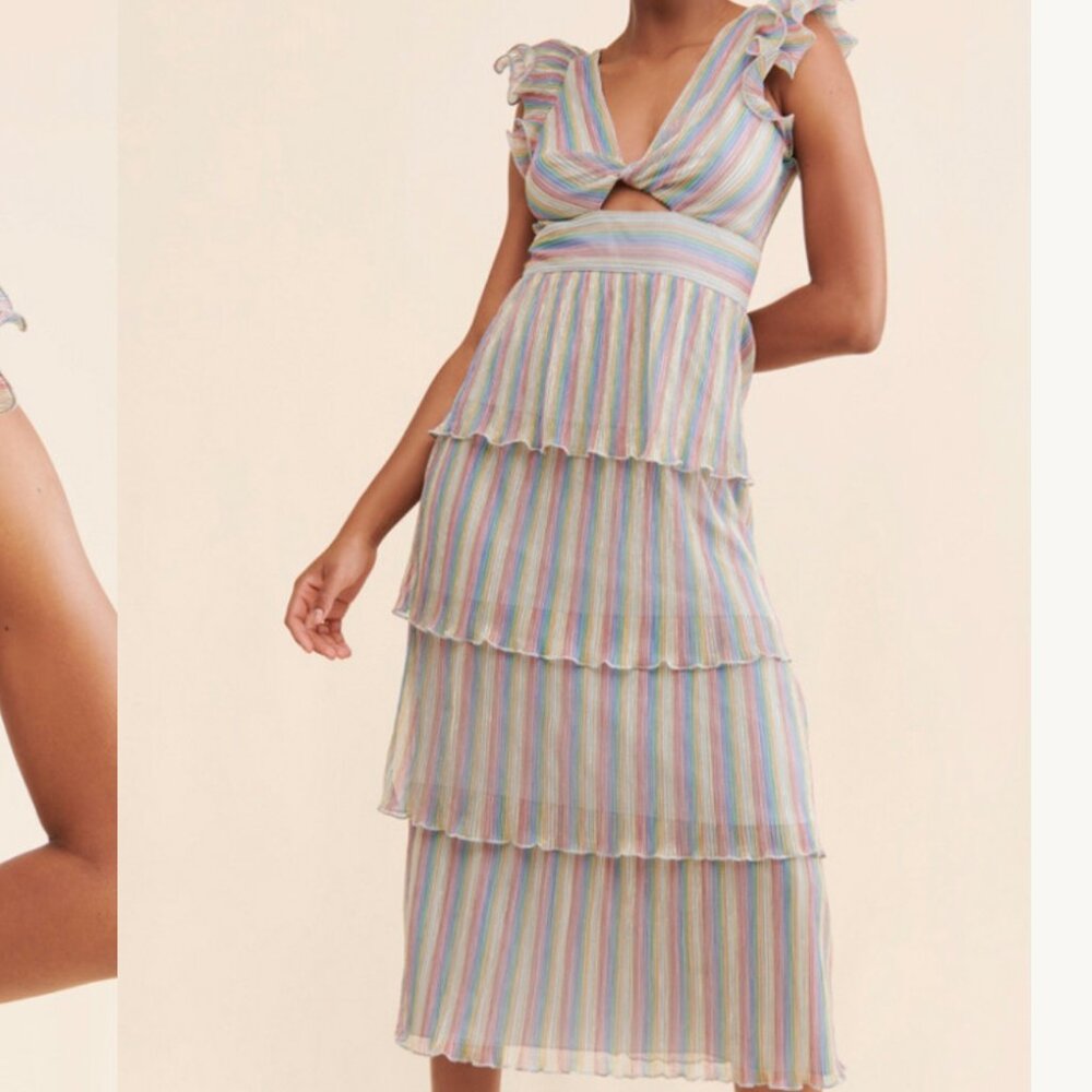 SAYLOR Lyla Metallic Midi Dress in Multi